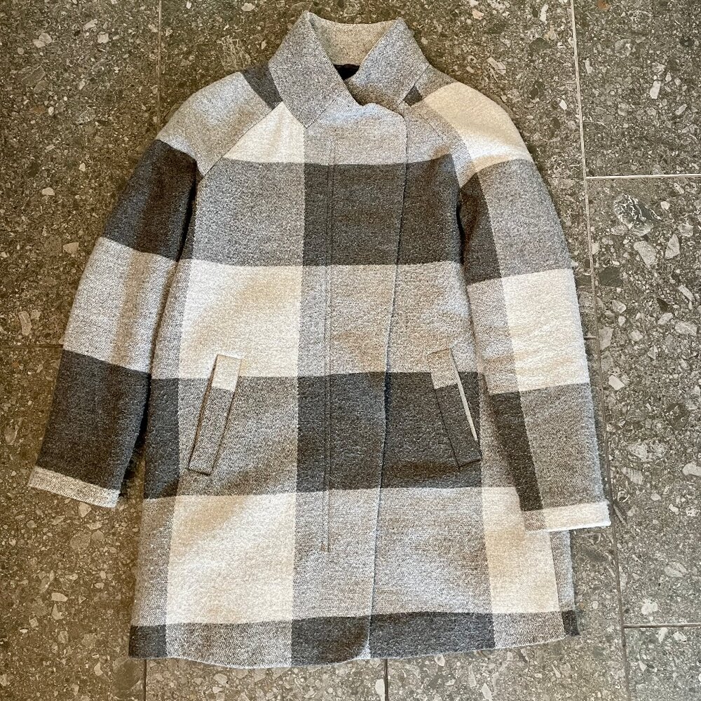 Marine Layer Grey Buffalo Check Plaid Coat Size Small